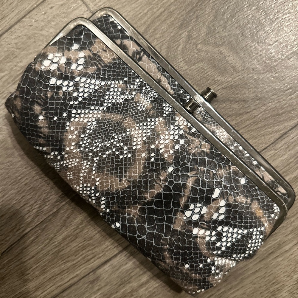 HOBO Black and Brown Clutch with Structured Frame